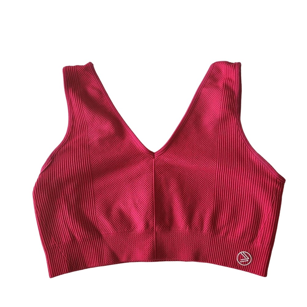 Savvi V Neck Textured Ribbed Ashtanga Sports Bra Size Medium - Picture 3 of 7